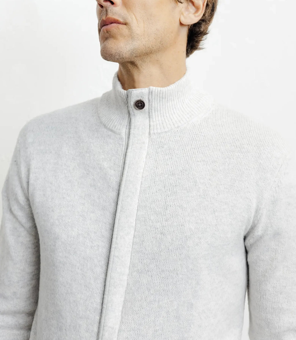 Gilet zip col montant gris chiné - IZAC