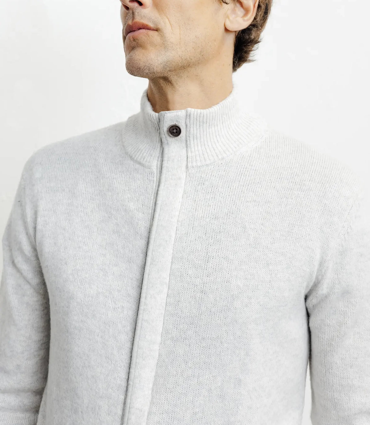 Gilet zip col montant gris chiné - IZAC