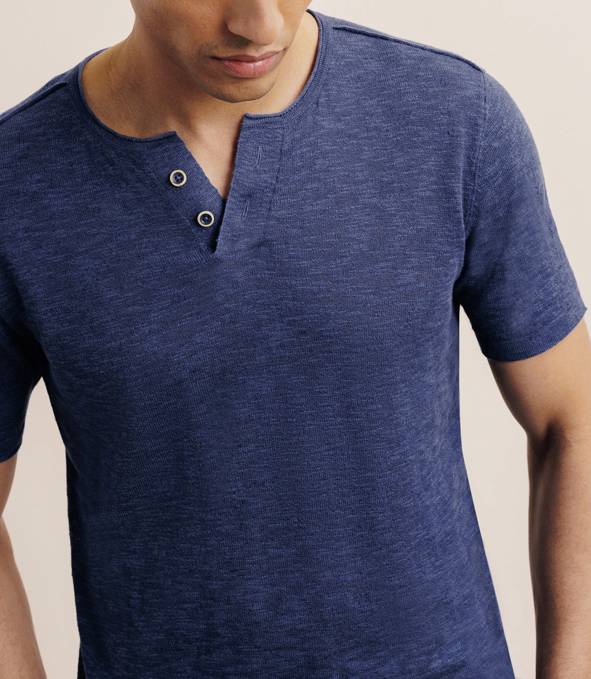 T-shirt boutonné marine - IZAC
