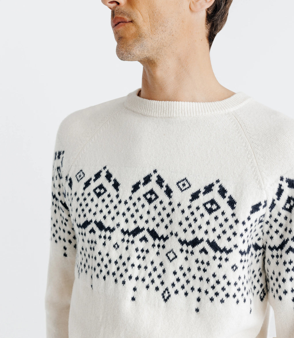 Pull en jacquard col rond écru - IZAC