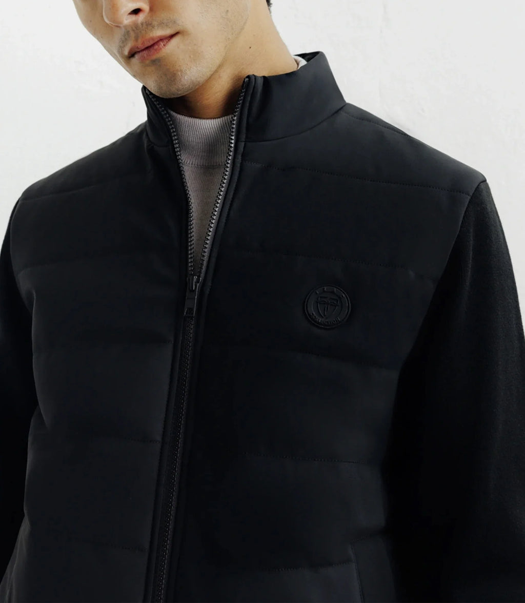 Blouson bi-matière noir - IZAC