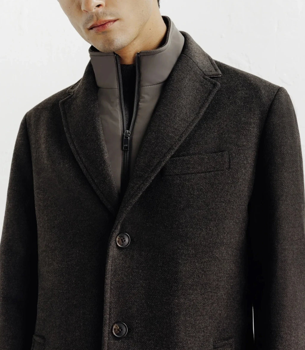 Manteau ville à parmenture amovible marron - IZAC