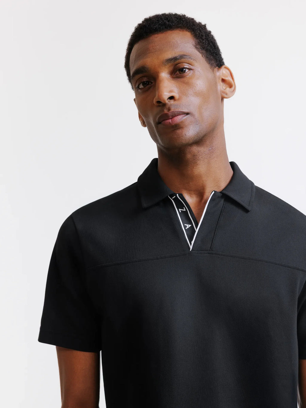 Polo col ouvert noir - IZAC