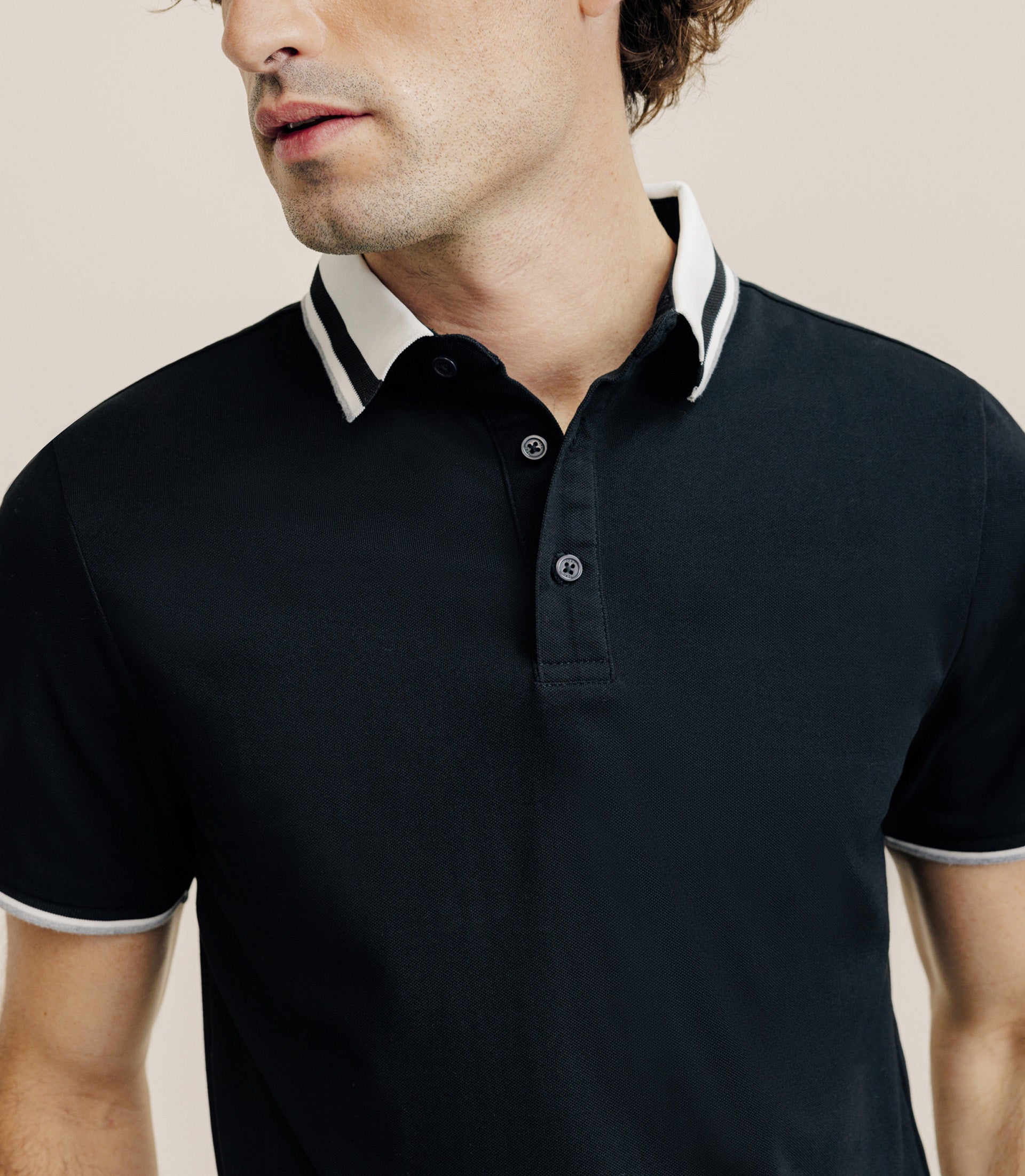 Polo col boutonné noir - IZAC