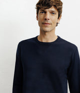 Pull manches longues col rond en maille marine - IZAC