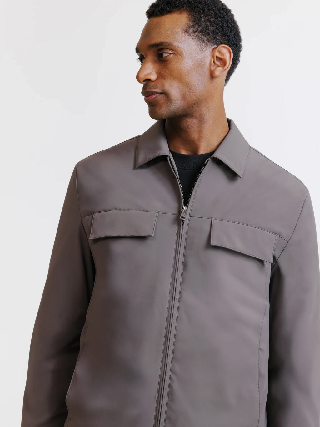 Blouson col chemise taupe - IZAC