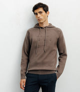 Pull à capuche en maille chatain - IZAC