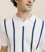 Polo en maille à rayures blanc - IZAC