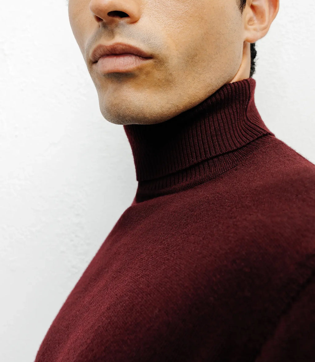Pull col roulé bordeaux - IZAC