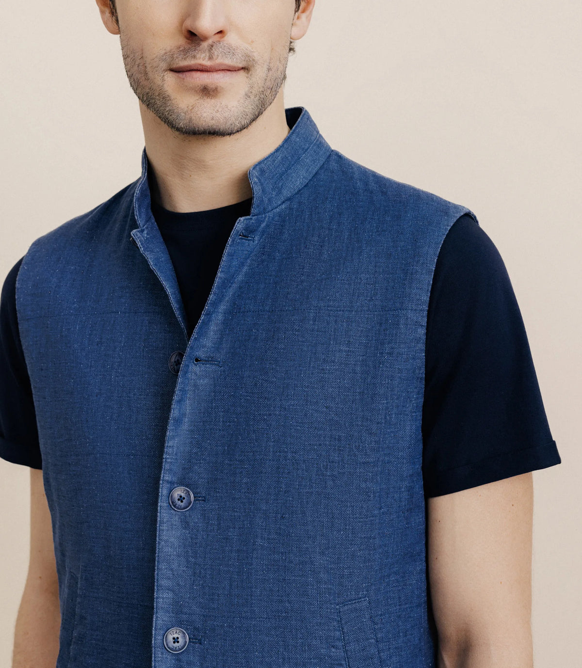 Blouson sans manche indigo - IZAC