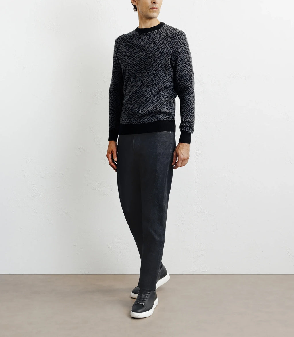 Pull col rond fantaisie noir - IZAC