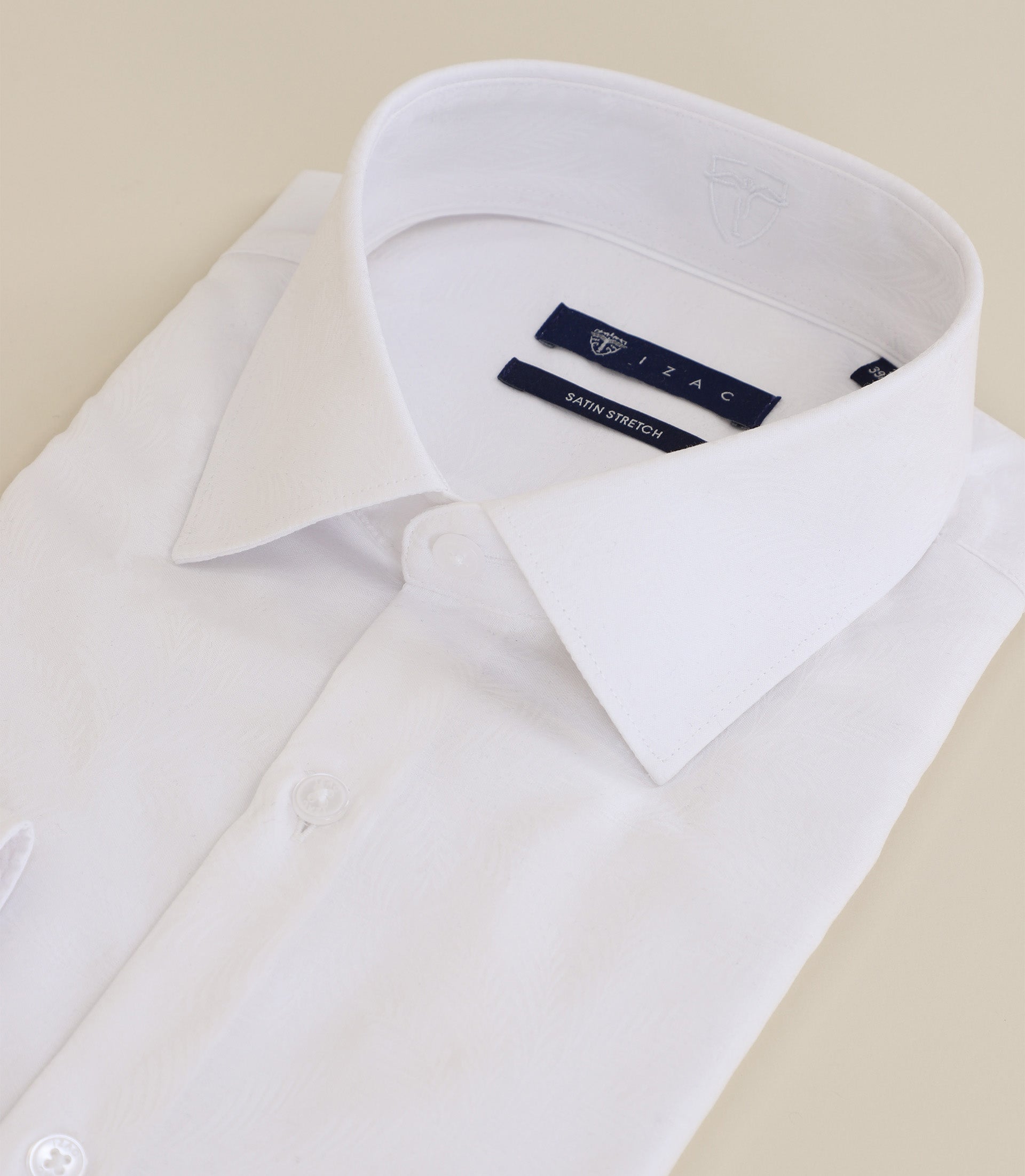 Chemise infroissable col italien blanche - IZAC