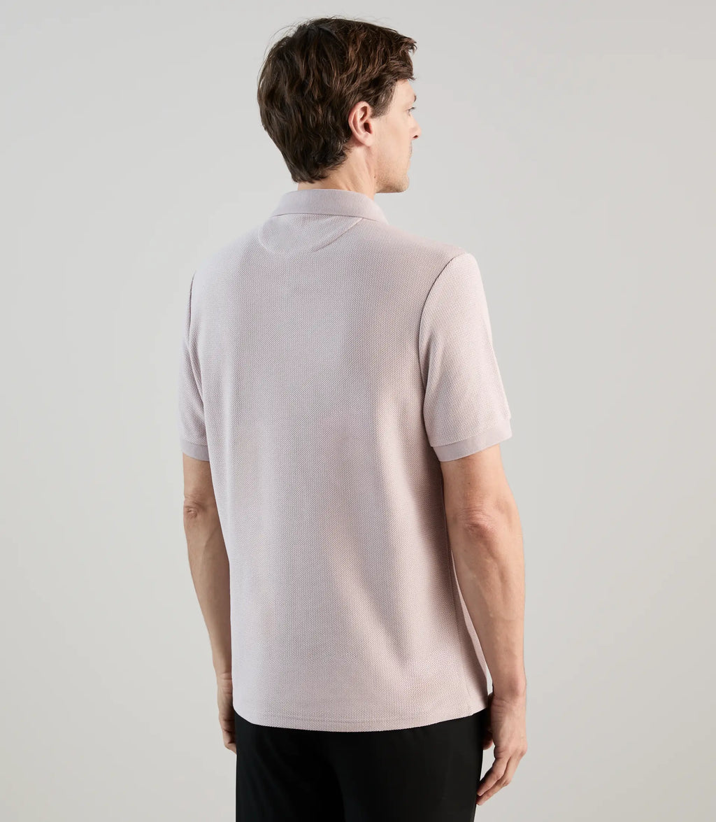 Polo col zip en jeu de points mauve gris - IZAC