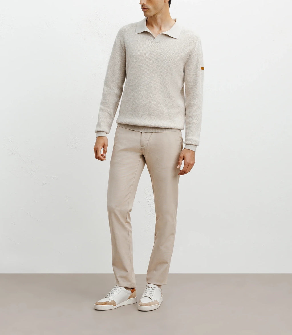 Pull col polo ouvert beige - IZAC
