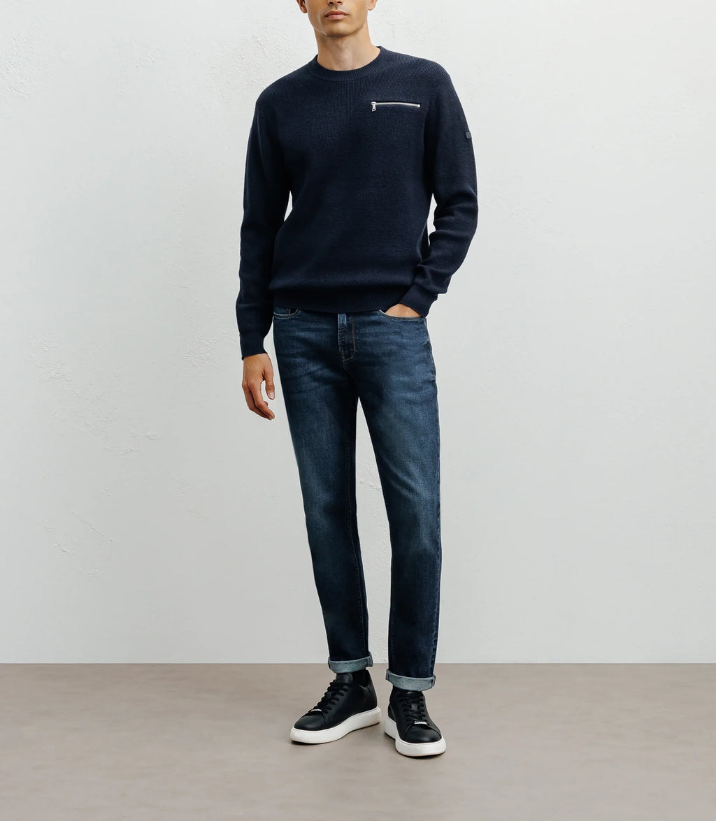 Pull col rond marine - IZAC