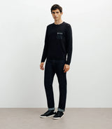 Pull manches longues col rond en maille noir - IZAC