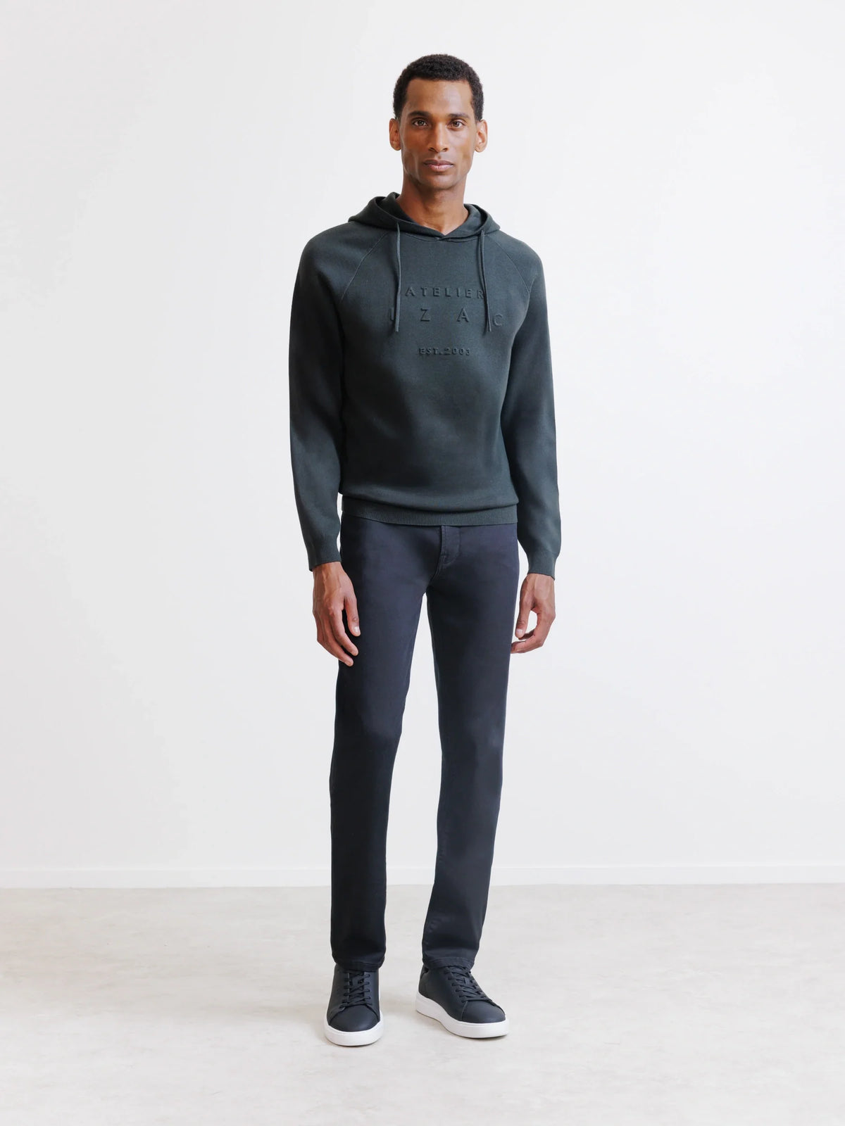 Pull à capuche en maille kaki foncé - IZAC