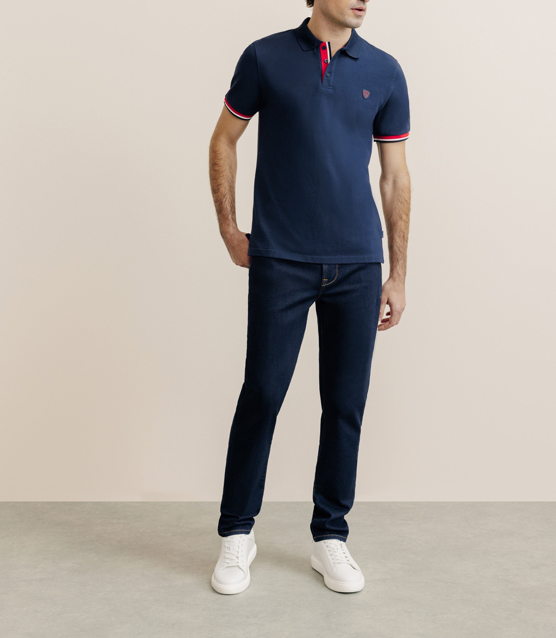 Polo à contraste marine - IZAC