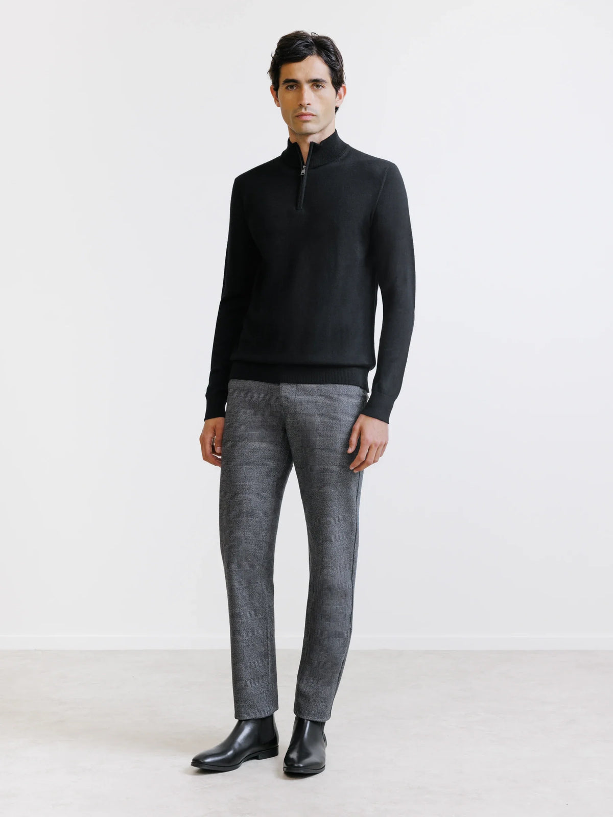 Pull demi zippé mérinos noir - IZAC