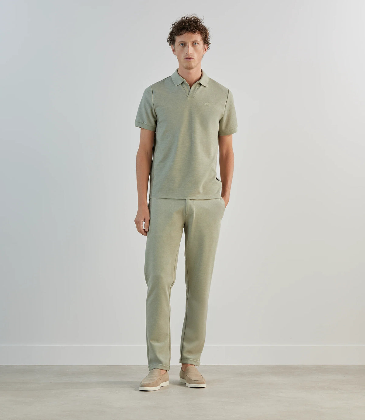 Polo col ouvert kaki - IZAC