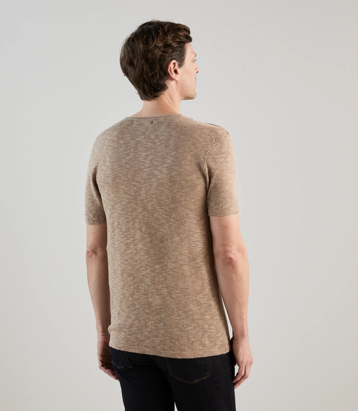 T-shirt à manches courtes avec col tunisien beige - IZAC