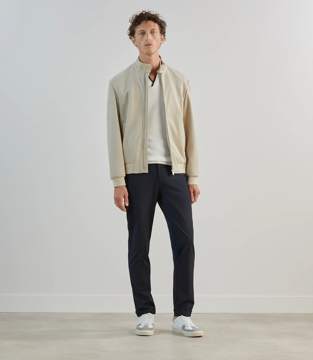 Blouson col montant en suède ecru - IZAC