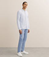 Chemise rayée col mao 100% coton ciel - IZAC