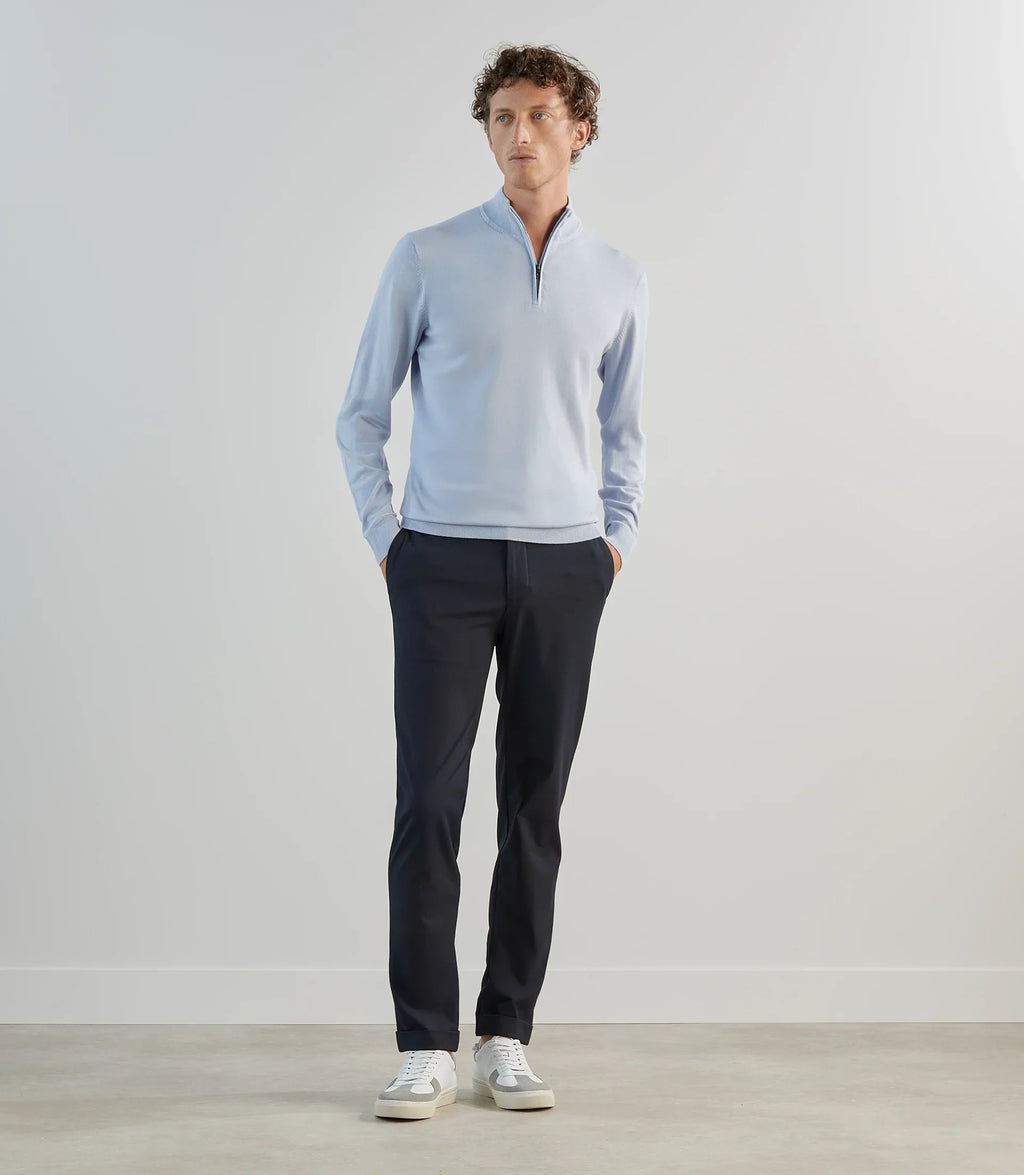 Pull demi - zip à col montant bleu ciel - IZAC
