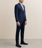 Costume 2 boutons en tissu faux uni marine - IZAC