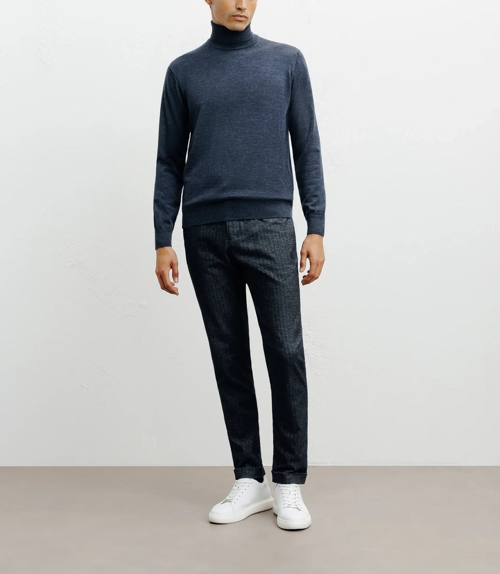 Pull col roulé indigo - IZAC