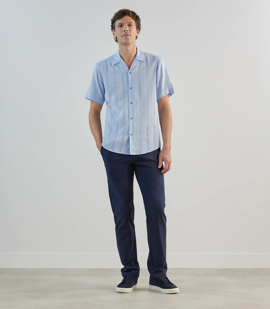 Chemise casual brodée ciel - IZAC