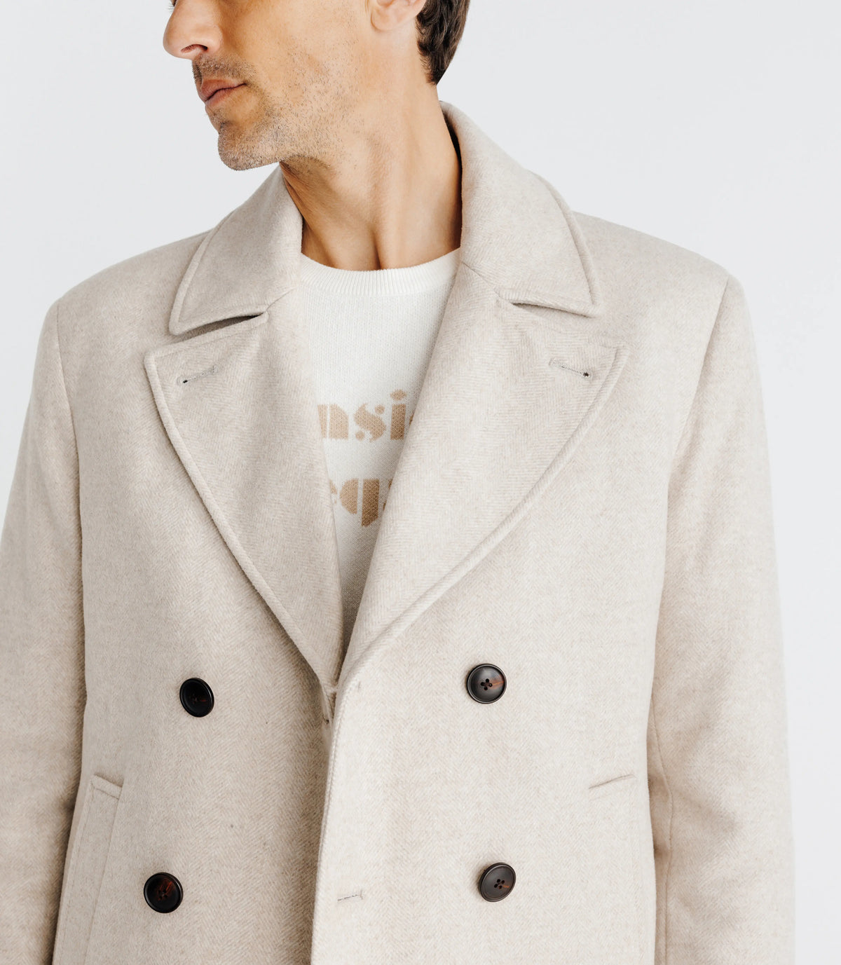 Manteau croisé beige - IZAC