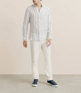 Chemise rayée 100% lin verte - IZAC