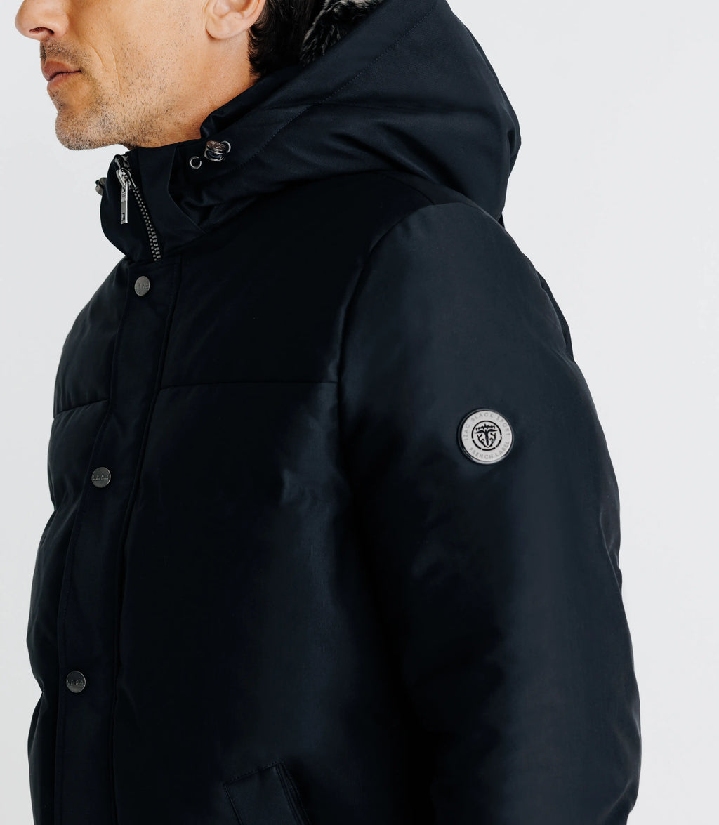 Parka longue matelassée à capuche marine - IZAC