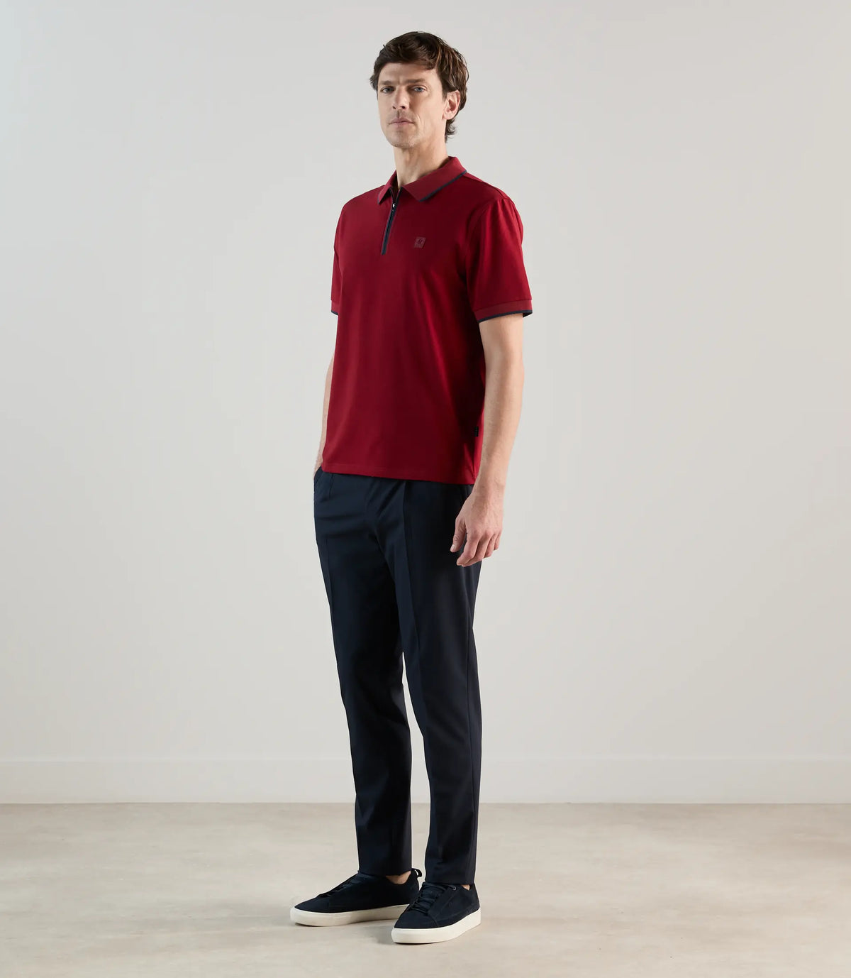 Polo à col zippé rouge foncé - IZAC