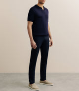 Polo col ouvert en maille marine - IZAC