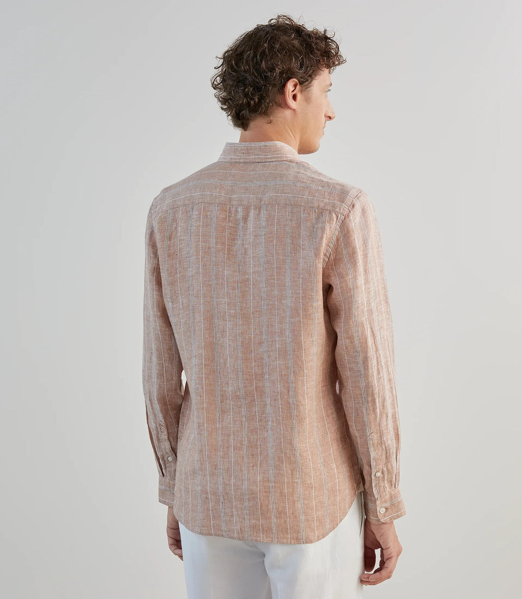 Chemise 100% lin rouge bordeaux - IZAC