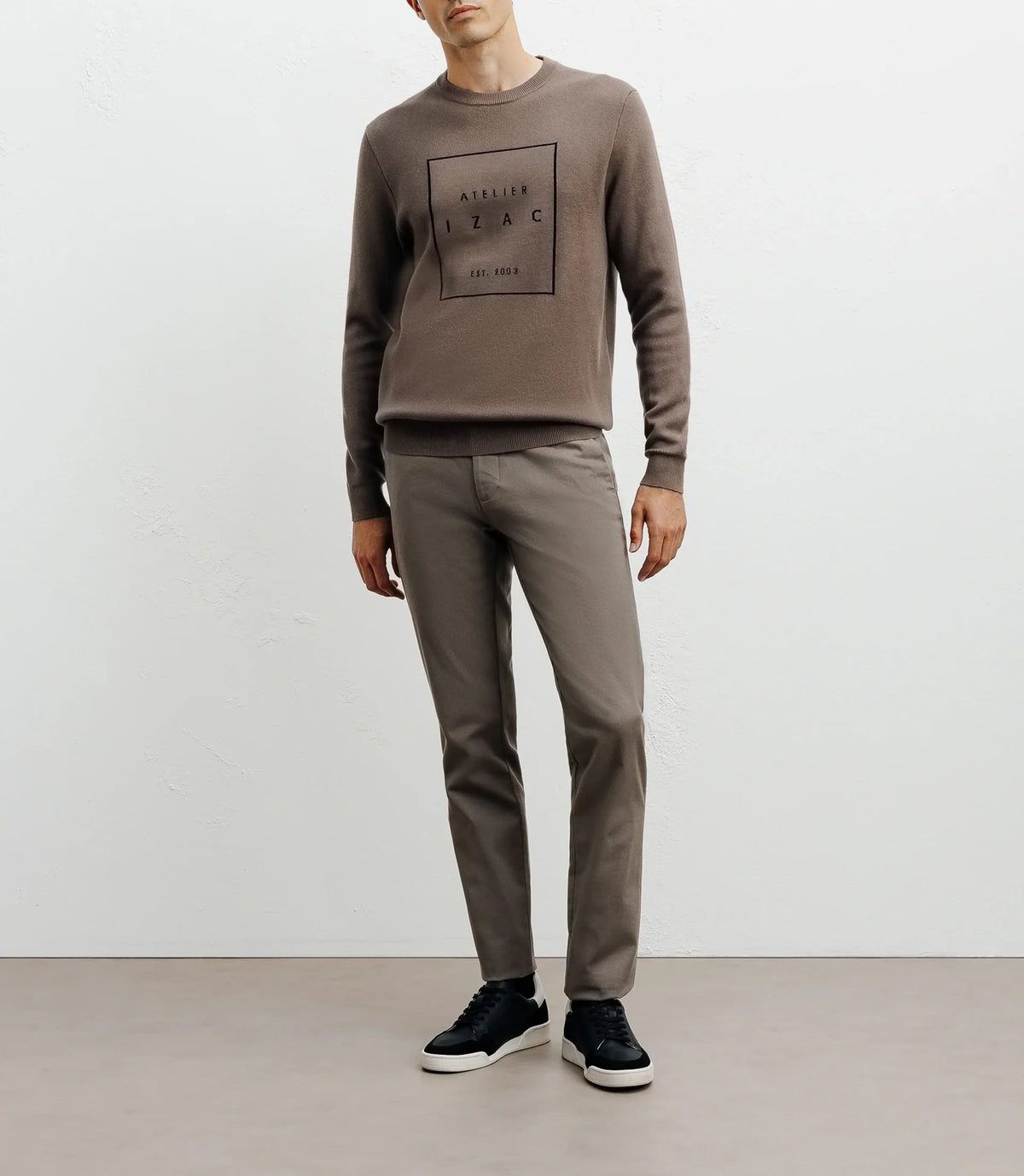 Pull col rond fantaisie chatain - IZAC