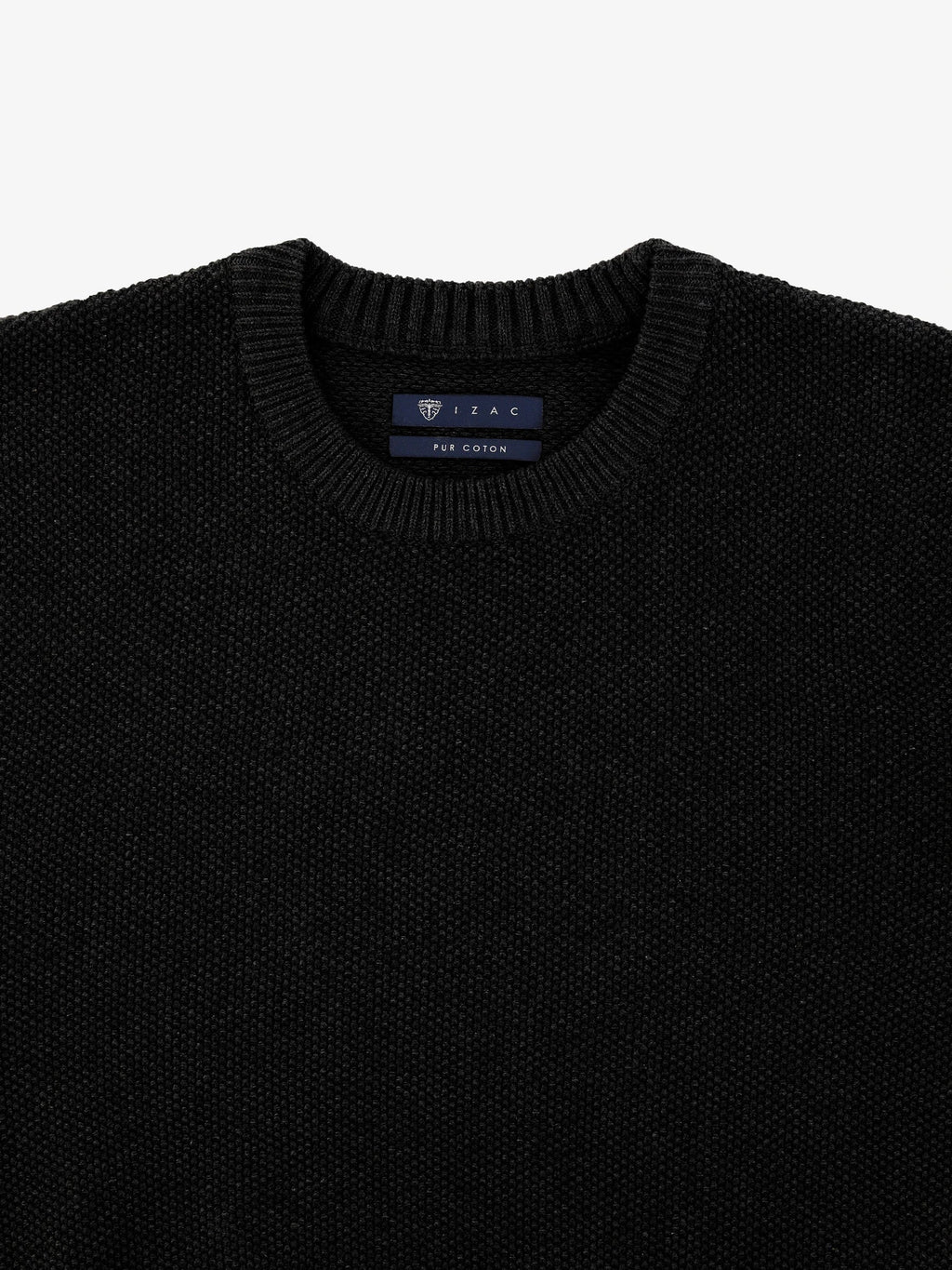 Pull col rond uni jeu de point noir - IZAC