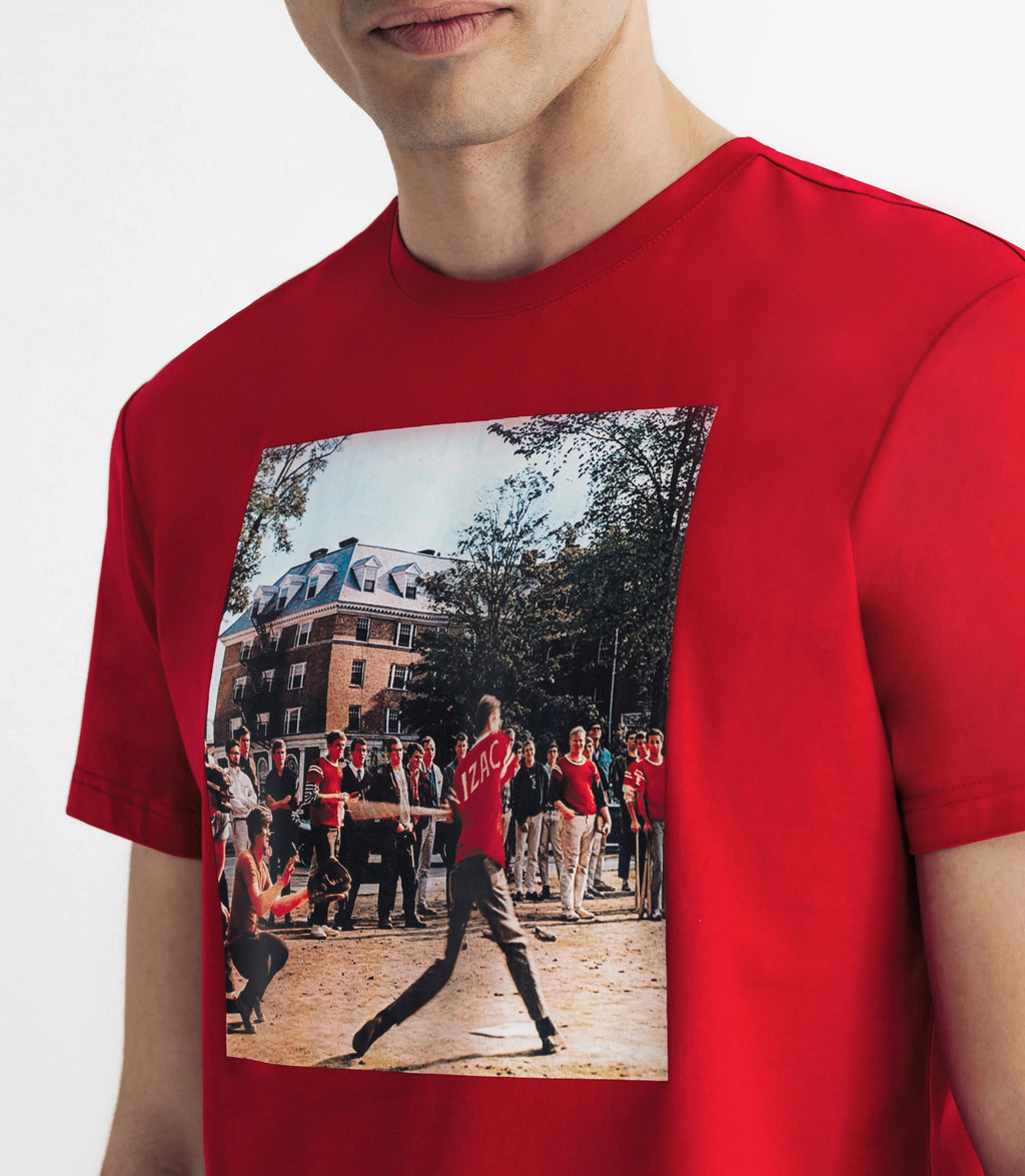 T-shirt col rond avec print rouge - IZAC