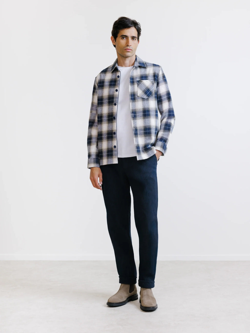 Chemise à carreaux marine - IZAC