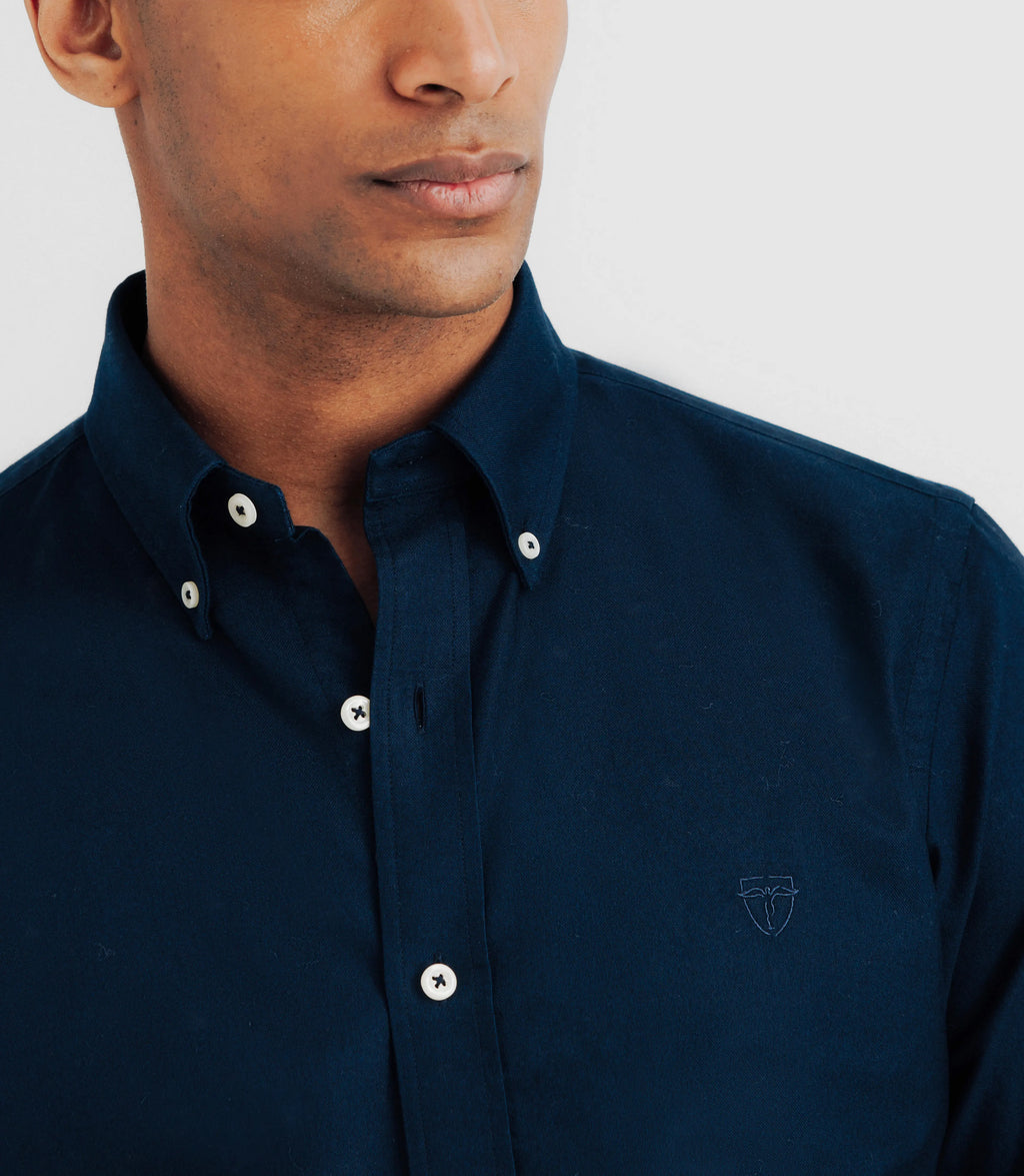 Chemise avec col boutonné marine - IZAC