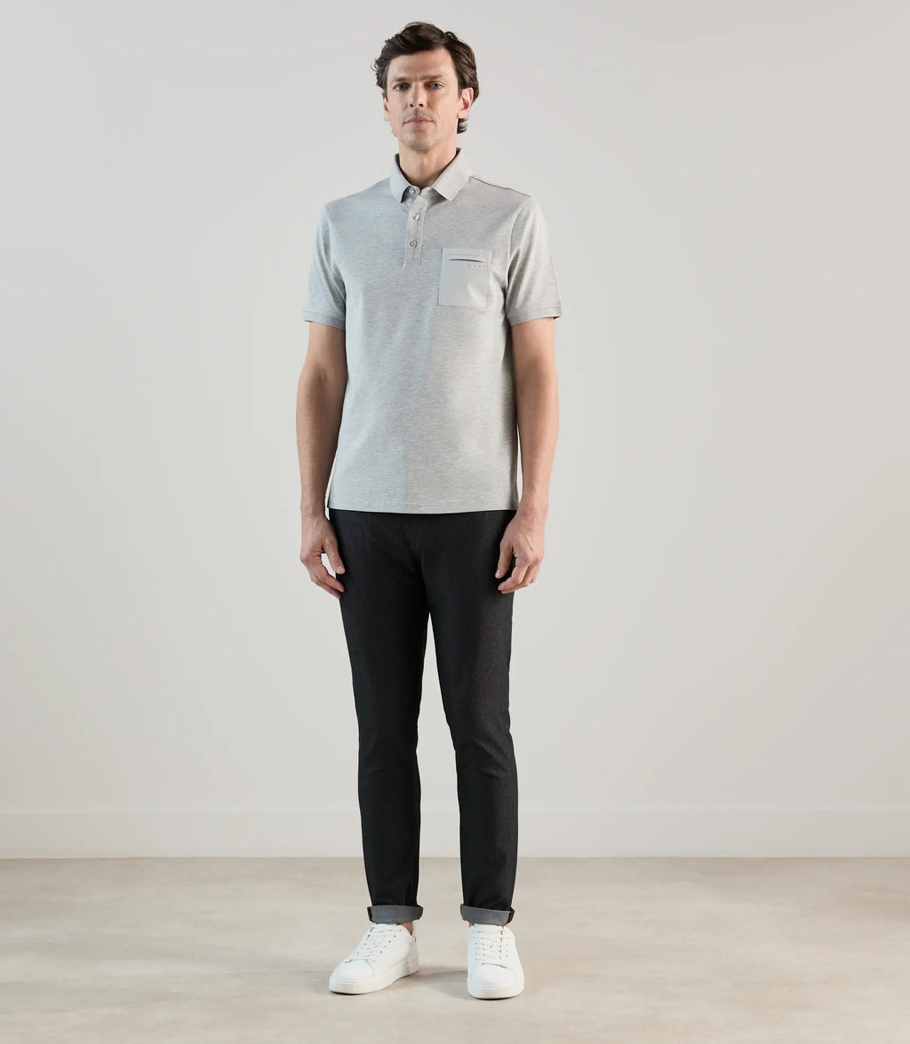 Polo col boutonné gris perle - IZAC