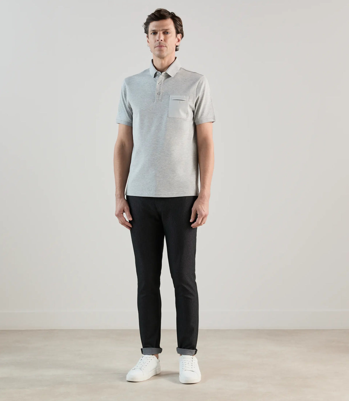 Polo col boutonné gris perle - IZAC