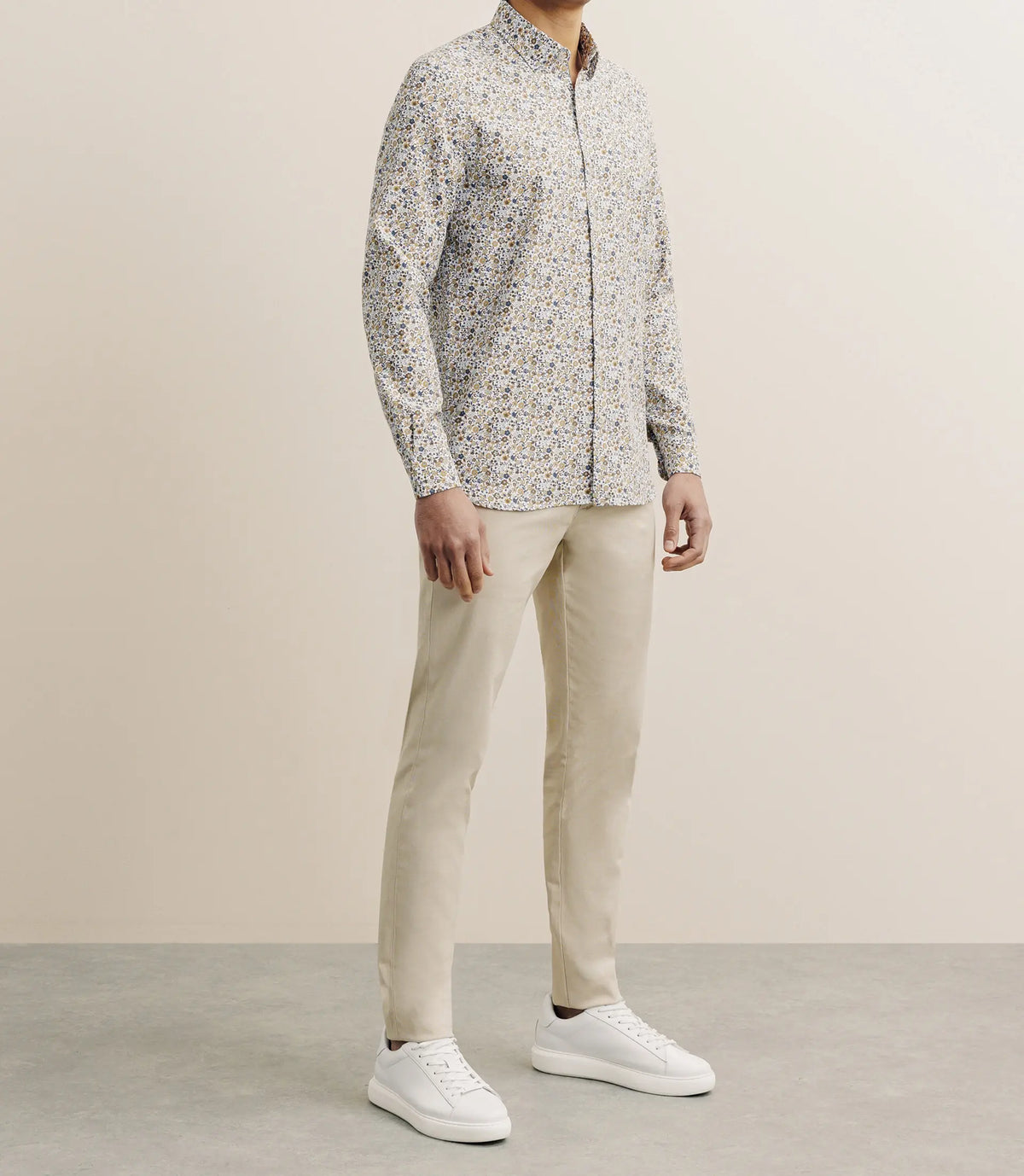 Chemise imprimée à fleurs camel - IZAC