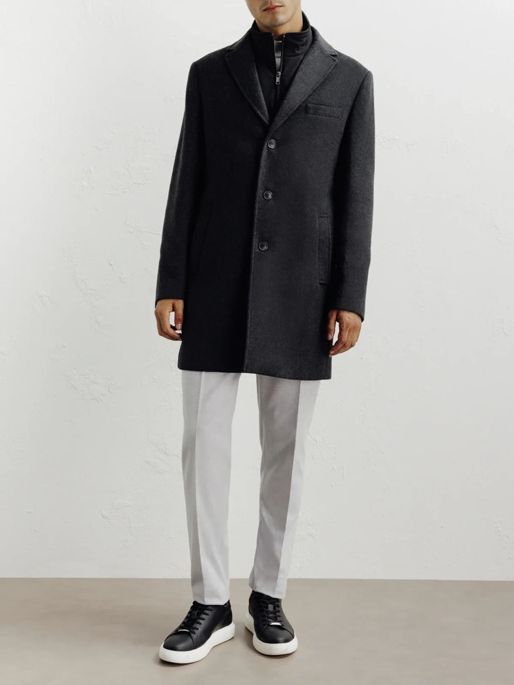 Manteau ville à parmenture amovible gris foncé - IZAC