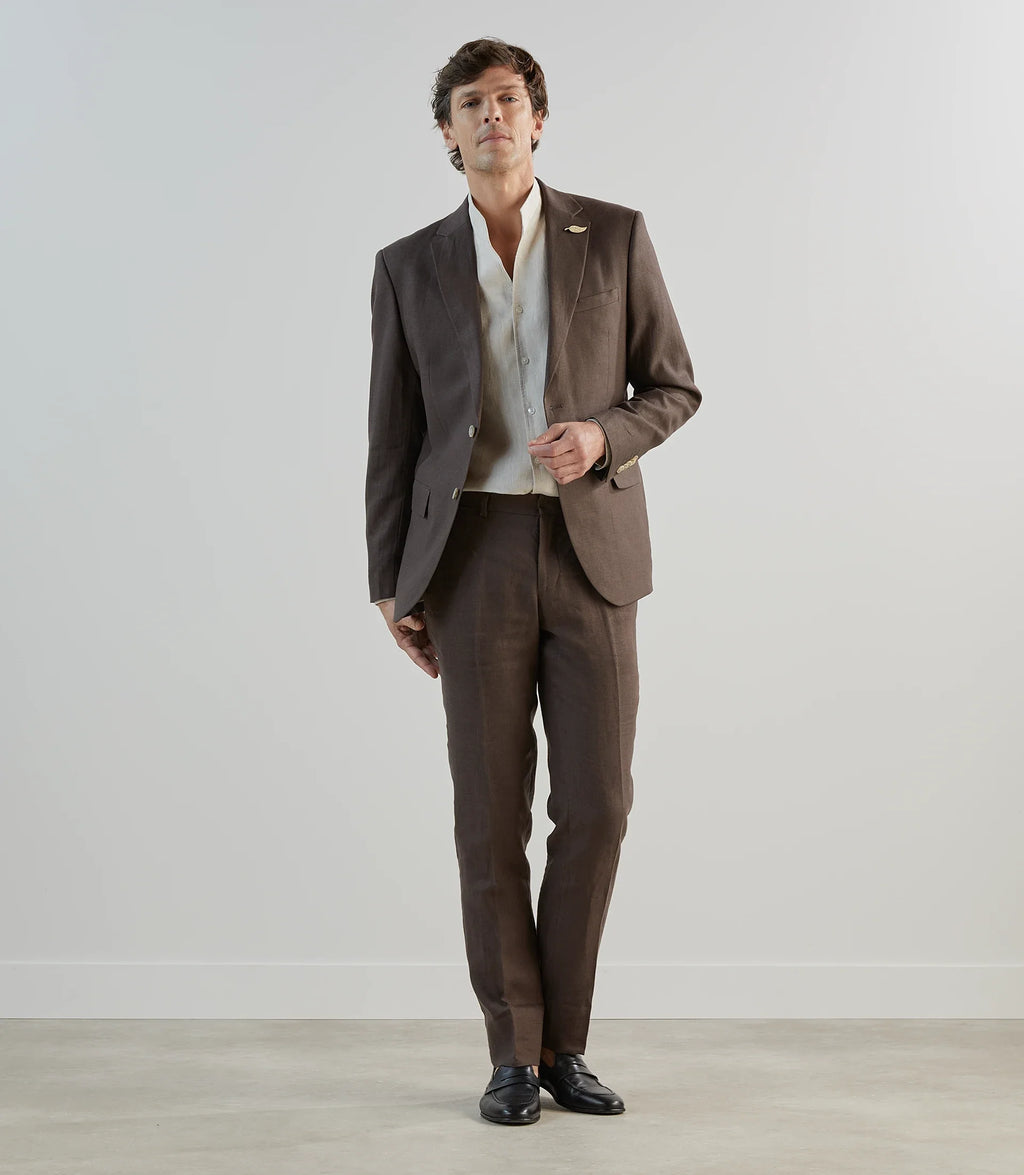 Veste ville 100% lin marron - IZAC