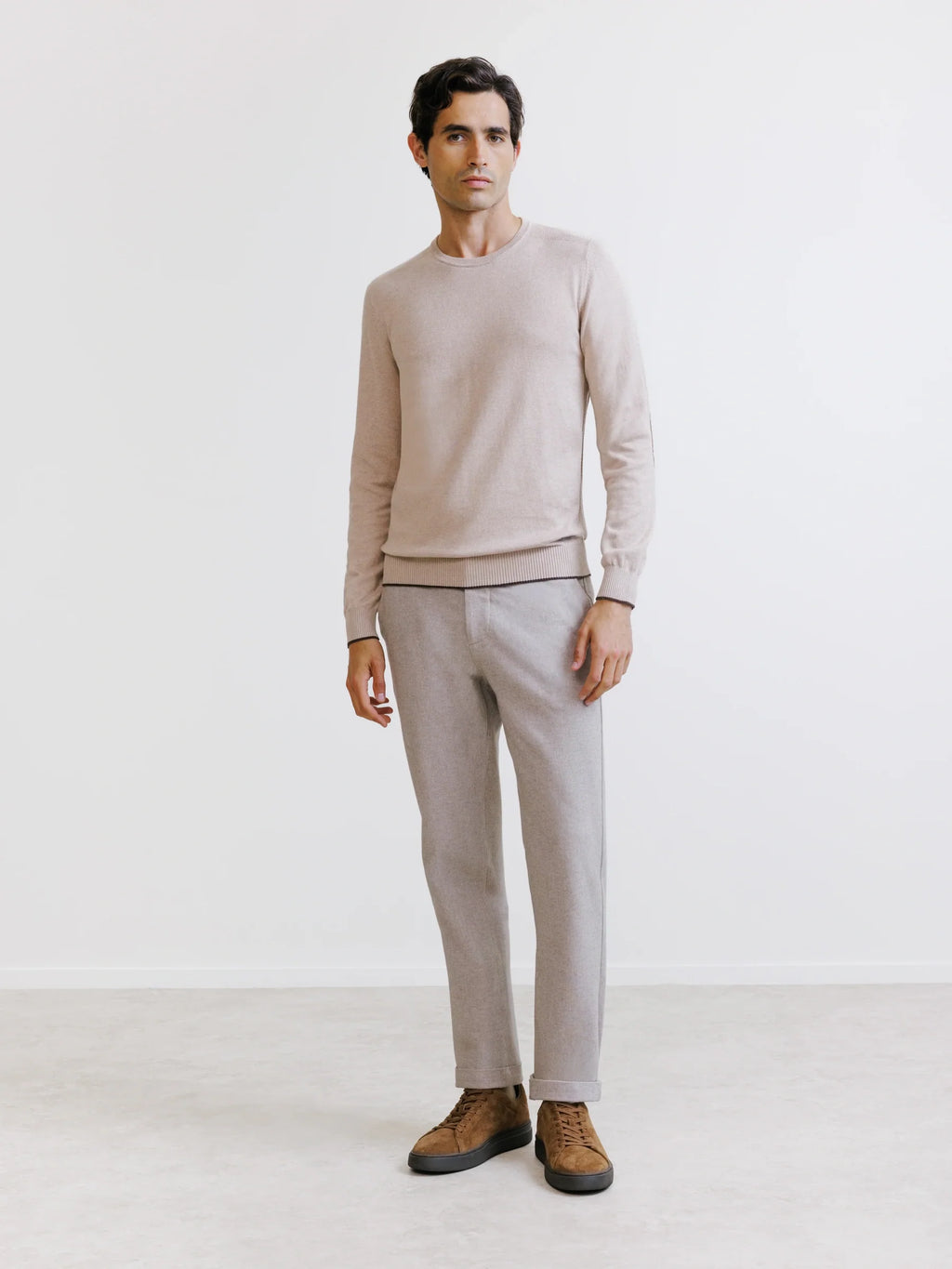 Pull col rond beige - IZAC