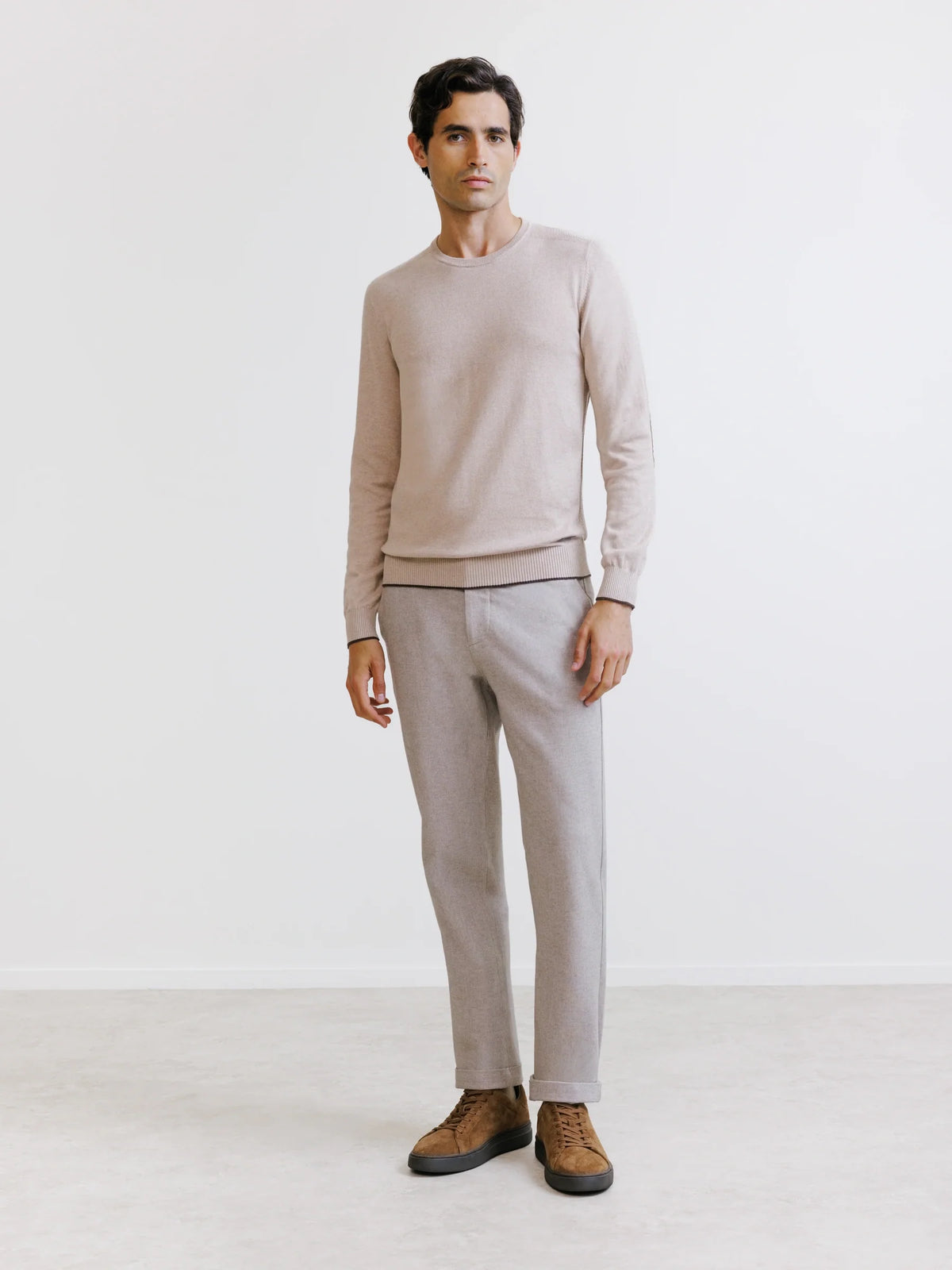 Pull col rond beige - IZAC