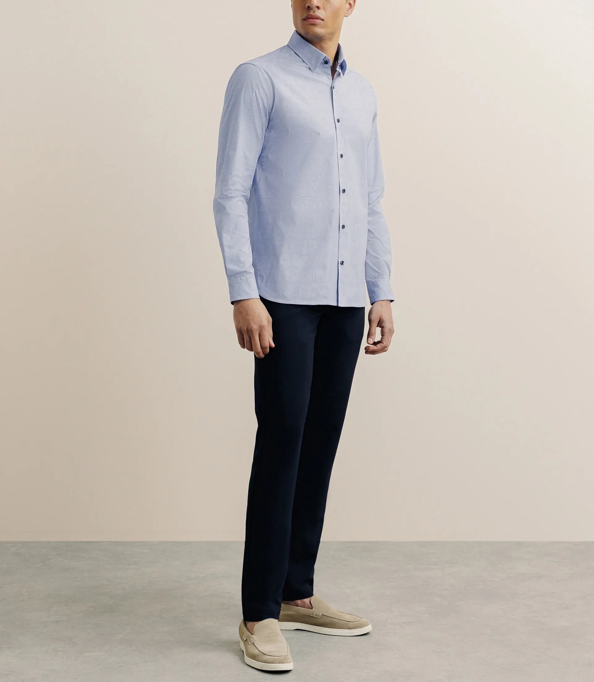 Chemise manches longue droite bleue - IZAC